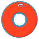 The Chuckit! Amphibious Fetch Value Pack includes an orange and blue circular dog toy with a central hole, featuring Chuckit! Zipflight text, ideal for water fetch fun.