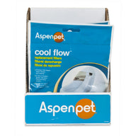 The Aspen Pet Cool Flow Replacement Filters are presented in a blue retail box with white text and an image of a pet fountain. These charcoal filters by Aspen Pet ensure your pet enjoys fresh, clean water.