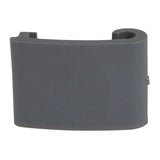 The Short Replacement Latch for Plastic Kennels by Petmate is a dark gray, rectangular plastic clip with a curved hook and small notch, compatible with RuffMaxx kennels, ideal as a replacement latch.
