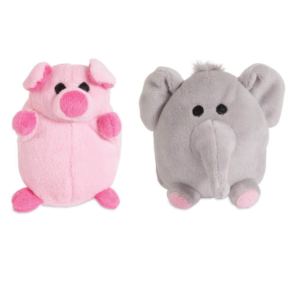 Zoobilee Mini Elephant & Pig Plush Puppy Toy. SKUS: 32023
