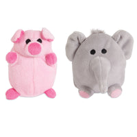 The Zoobilee Mini Elephant & Pig Plush Puppy Toys, featuring simple black eyes and charming designs, resemble mini plush dog toys. They captivate with their cuteness, making them ideal squeak or chew toys for puppies.