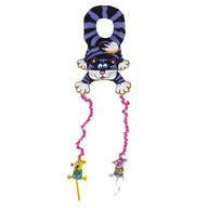 The FAT CAT Mouse Bouncer Doorknob Hanger Cat Toy by Fatcat is a colorful, cat-themed windsock with wavy pink tails ending in cartoon mice. It doubles as a catnip-filled outdoor toy, perfect for your feline friend to bounce and chase.