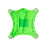 Meet the Chuckit! Max Glow Flying Fetch Squirrel from Chuckit—a luminous green, squirrel-shaped toy with rounded corners and slightly raised edges. The light green padded corners contrast with a dark green center cutout, making it an exciting glow-in-the-dark toy for your furry friend.