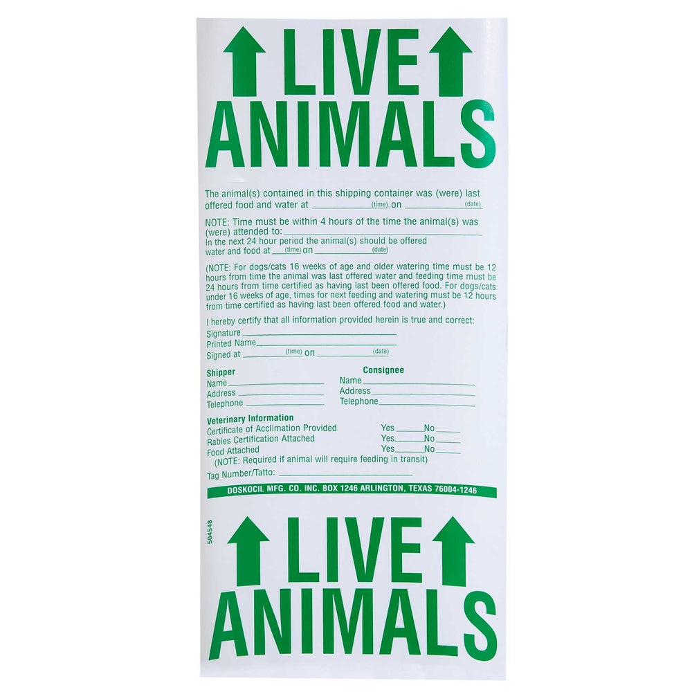Petmate LIVE Animal Sticker for Air Travel. SKUS: 500002