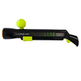 The black and green Hyperpet K9 Kannon Pro Ball Launcher is perfect for interactive fetch. It features a bright green tennis ball, streamlined handle, and easy trigger for endless dog playtime.