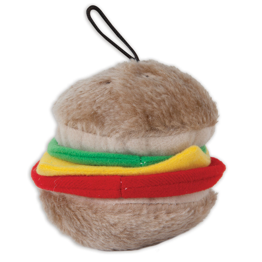 Zoobilee Hamburger Plush Dog Toy. SKUS: 07548,07506