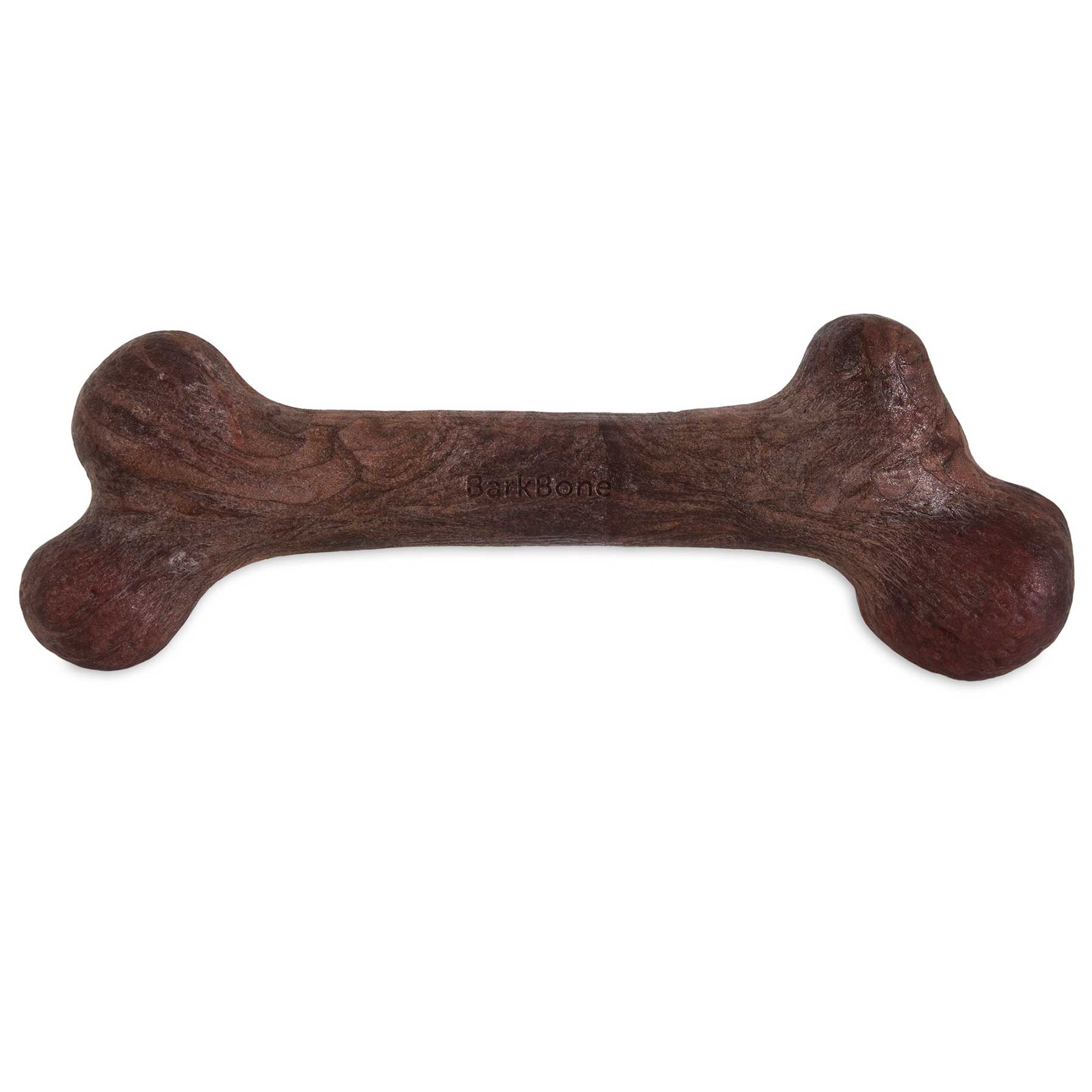 Petqwerks BarkBone Natural Instincts Steak-Infused Dinosaur Nylon Dog Chew is a brown, bone-shaped toy with a textured, sturdy design, perfect for hours of entertainment.