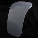 A Petmate Jumbo Hooded Litter Pan Replacement Door, resembling a face shield, is elegantly curved with side mounting clips and displayed against a black background.