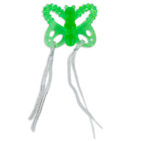 The JW Cataction Butterfly Cat Toy by Jw is a green butterfly-shaped toy with a textured surface and two silver strands. Infused with catnip oils, its ideal for interactive playtime, keeping your cat engaged and entertained for hours.