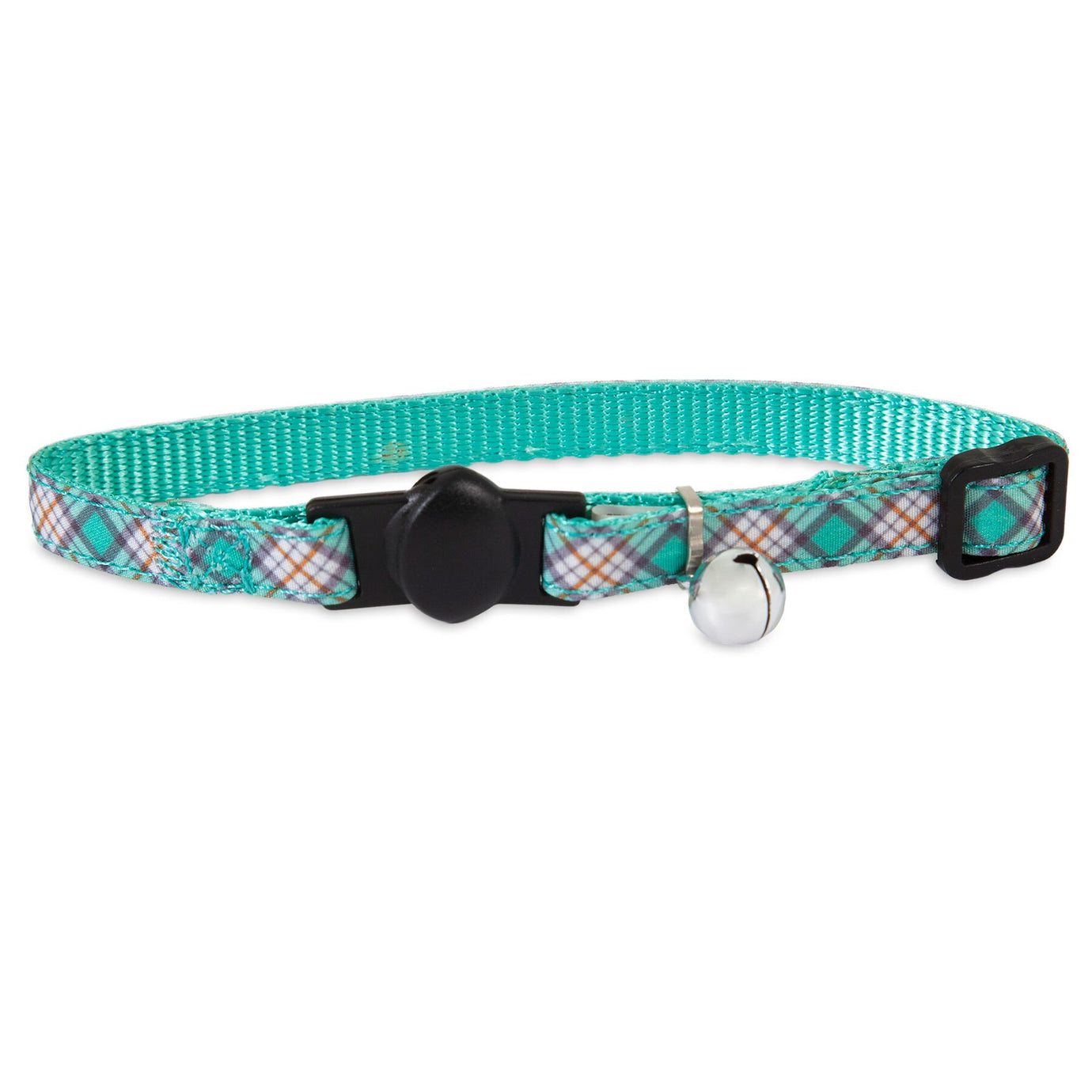 Petmate Teal Plaid Adjustable Cat Collar. SKUS: 12368
