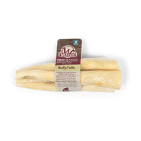 The Wild Eats Small Bully Tail (Bundle of 4) by Wild Eats includes four natural bully tails in clear plastic with a brown and white label highlighting their dental health benefits for dogs.