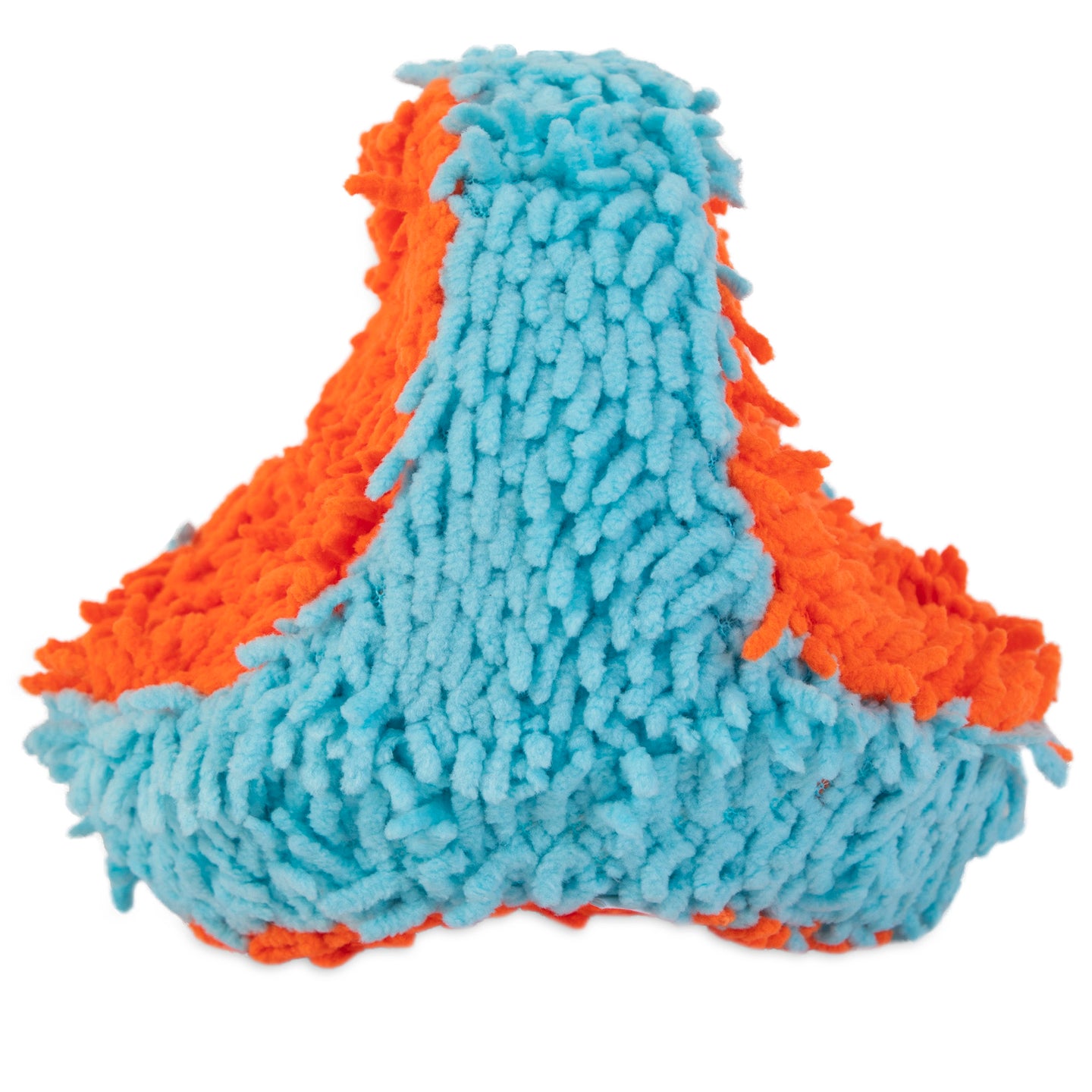 Experience ultimate comfort with the Chuckit! Indoor Fetch Tumbler Toy for Dogs. Featuring a triangular shape with vibrant orange and blue fuzzy patches, its designed with Bounceflex Core Technology for endless indoor fun.