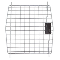 The Petmate Multi Fit Plastic Kennel Replacement Door is a rectangular metal wire grid with a black hinge, perfect for replacing the door on your Deluxe Pet Porter Jr or Kennel Cab. It has square openings formed by vertical and horizontal wires, ideal for kennel upgrades.