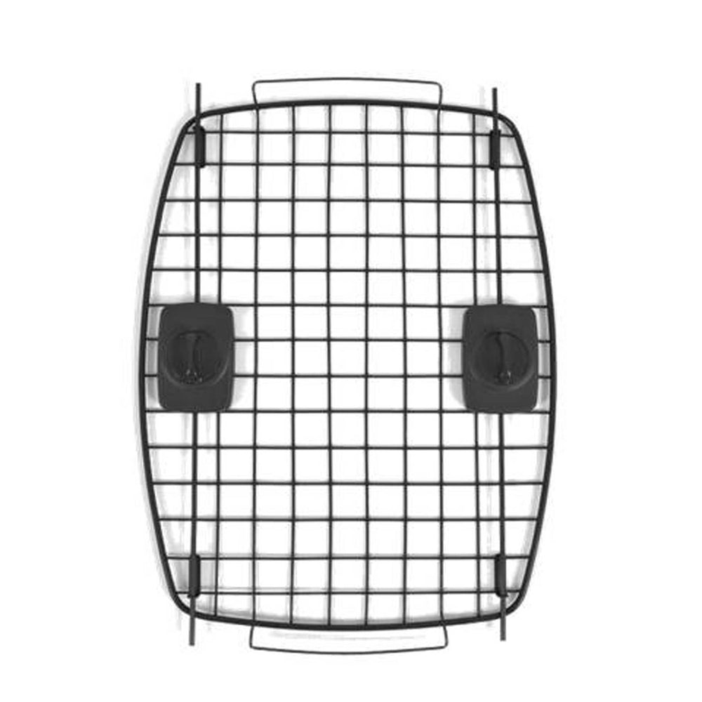 The Petmate Compass Kennel Replacement Door is a rectangular, black metal grid with two top handles and six short legs for elevated airflow, designed with pet safety in mind. Ideal for baking and cooling.