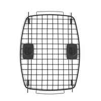 The Petmate Compass Kennel Replacement Door is a rectangular, black metal grid with two top handles and six short legs for elevated airflow, designed with pet safety in mind. Ideal for baking and cooling.