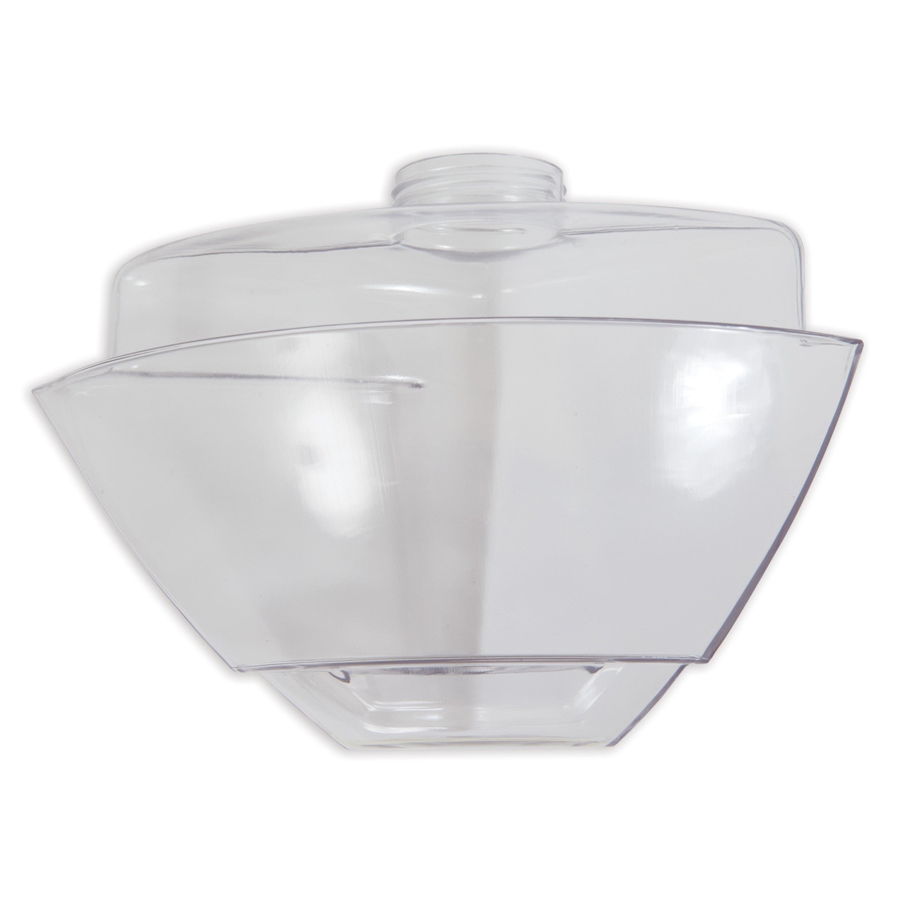 The clear, plastic pitcher resembles Petmates Deluxe Fresh Flow Replacement Reservoir, designed for pet feeding and watering systems. It features a wide base, tapering toward the top, and is shown against a plain white background.