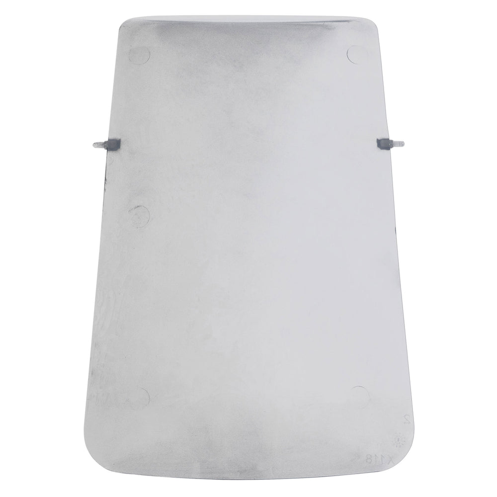 The Large Replacement Door for Hooded Wave Litter Pans by Petmate is a transparent, rectangular plastic shield with rounded corners featuring side mounting brackets and a smooth, easy-to-clean, slightly reflective surface for durability.