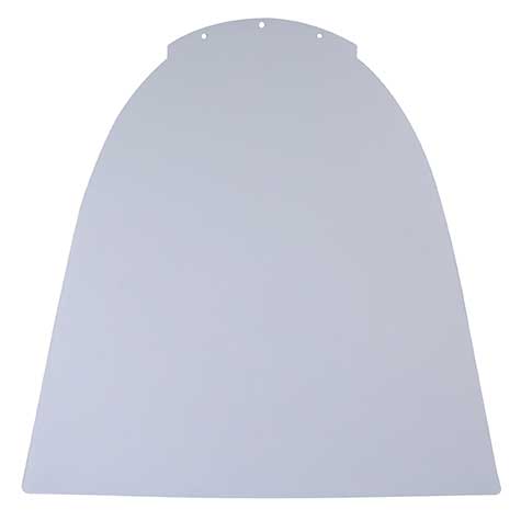 The Petmate Dogloo XT Door, echoing Petmates practical design ethos, has a clear plastic face shield with a rounded top featuring three small holes for easy attachment. Its smooth, slightly curved shape offers a minimalist design ideal for those who value simplicity and functionality.