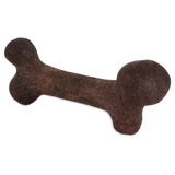 The BarkBone Natural Instincts Steak-Infused Dinosaur Nylon Dog Chew is a large, rugged, dark-colored bone-shaped toy. It features a horizontally positioned design with the Petqwerks brand subtly visible, enhancing its durability and allure.