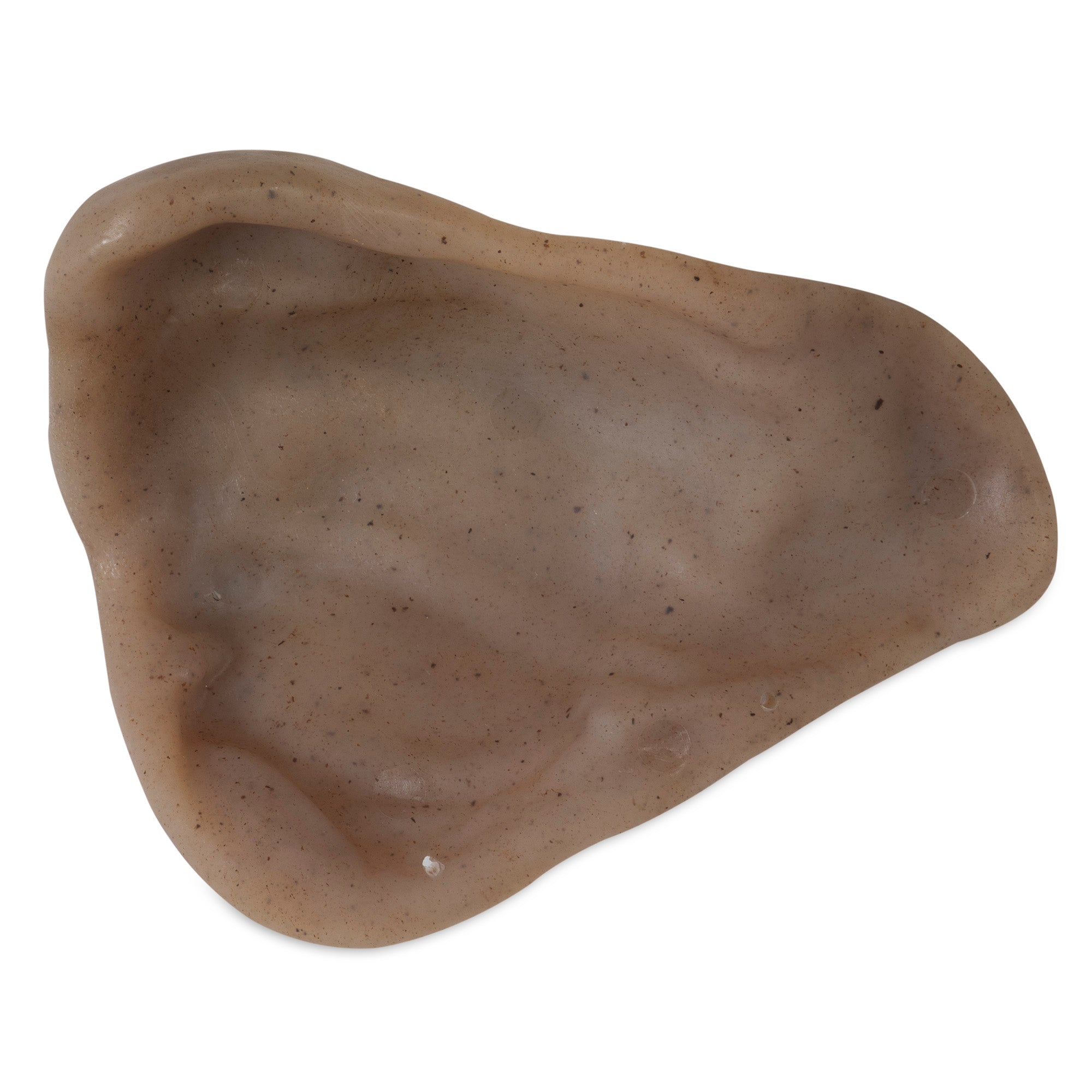 The Barkbone Natural Instincts Nylon Pig Ear offers a beige, abstract-shaped climbing hold with a smooth, speckled finish and unique concave design. Crafted for durability similar to Nylon Pig Ears by Barkbone Natural Instincts, its ideal for aggressive chewers on climbing adventures.