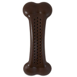 The BarkBone Natural Instincts Peanut Butter Flavorit Nylon Dog Chew offers a durable experience with its bone-shaped design and textured surface, featuring small holes to add enticing peanut butter flavoring.