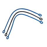 Three Chuckit! Cannon Max Replacement Band 24M 3-Pack bands, two blue and one black, each with oval loops at both ends.
