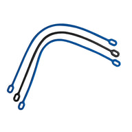 Three Chuckit! Cannon Max Replacement Band 24M 3-Pack bands, two blue and one black, each with oval loops at both ends.