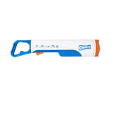 The Chuckit! Cannon & Cannon Max Dog Ball Launcher by Chuckit! is shown on a plain white background. This blue, white, and orange device features a handle and launches balls long distances for dogs to fetch.