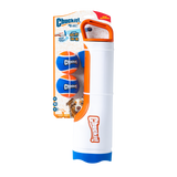 The Chuckit! Cannon & Cannon Max Dog Ball Launcher set by Chuckit! includes a white and orange launcher with two blue and orange tennis balls—ideal for active dogs who love to play fetch.