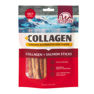 Wild Eats Salmon Flavor Collagen Long Lasting Dog Chew Sticks are high-protein, salmon-flavored treats that promote healthy digestion and offer 5-in-1 protection for your dog’s well-being.