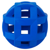The JW Hol-ee Dog Toy Bundle Large by Jw features a blue geometric ball made of natural rubber with interlocking square and rectangular cutouts, perfect as a puzzle toy for your dog to enjoy interactive fun.