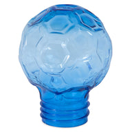 The JW Puppy Connects Crinkle Ball Replacement is a blue light bulb with a textured surface like a Crinkle Ball soccer ball, ideal as an attachment replacement. It features a standard screw base at the bottom.