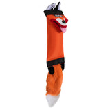 The Hyperpet Fire Hose Friends Fox Dog Toy is a durable stuffed animal designed to withstand hours of interactive play.