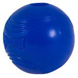 The Chuckit! Super Crunch Ball by Chuckit is a blue TPR rubber ball with embossed waves and Chuckit! on the side, featuring a small hollowed top. It delivers a delightful crackling sound during play.