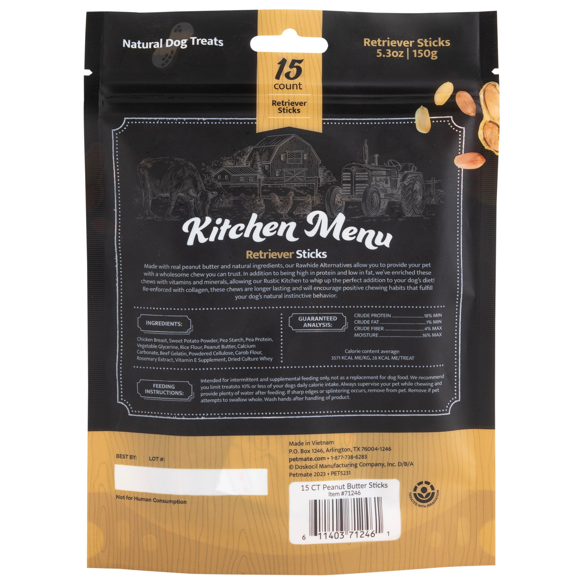 Rustic Kitchen Rawhide Alternative Peanut Butter Retriever Sticks Petmate
