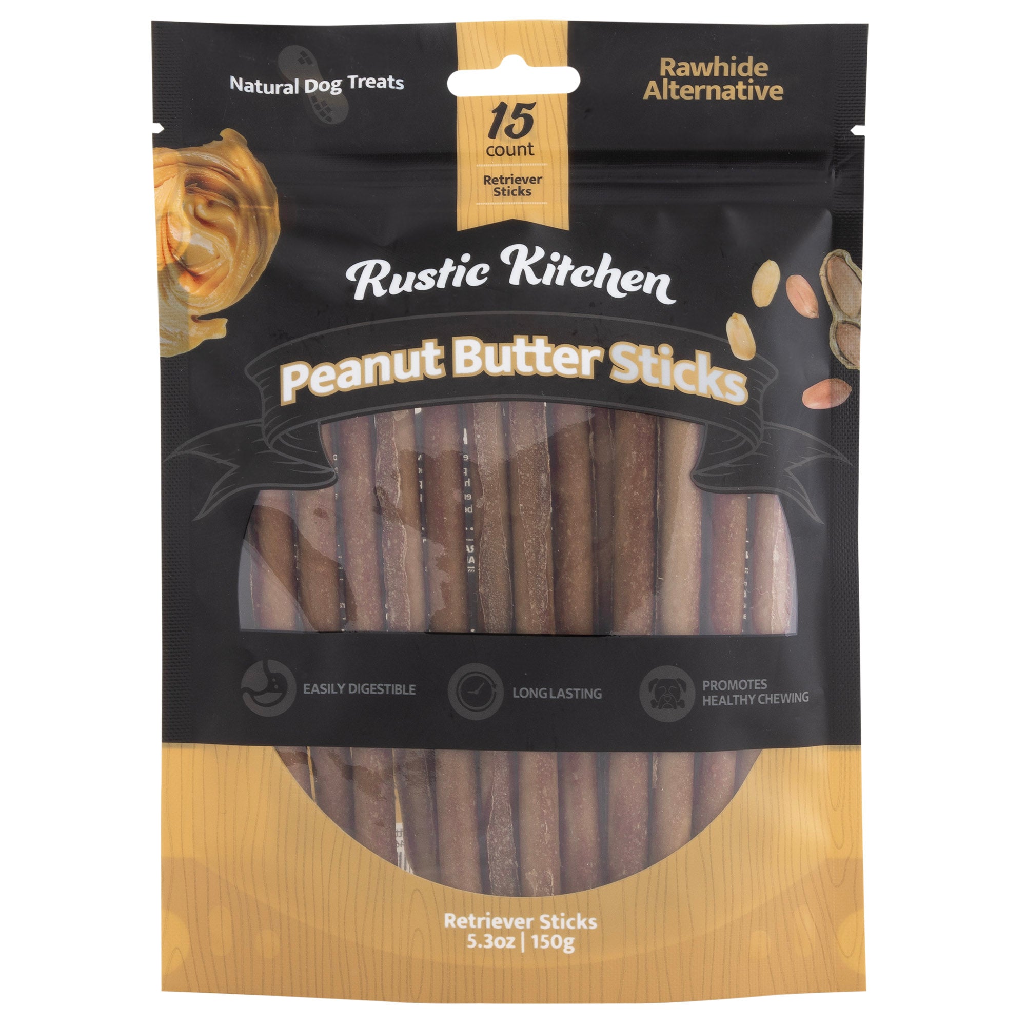 Rustic Kitchen Rawhide Alternative Peanut Butter Retriever Sticks Petmate