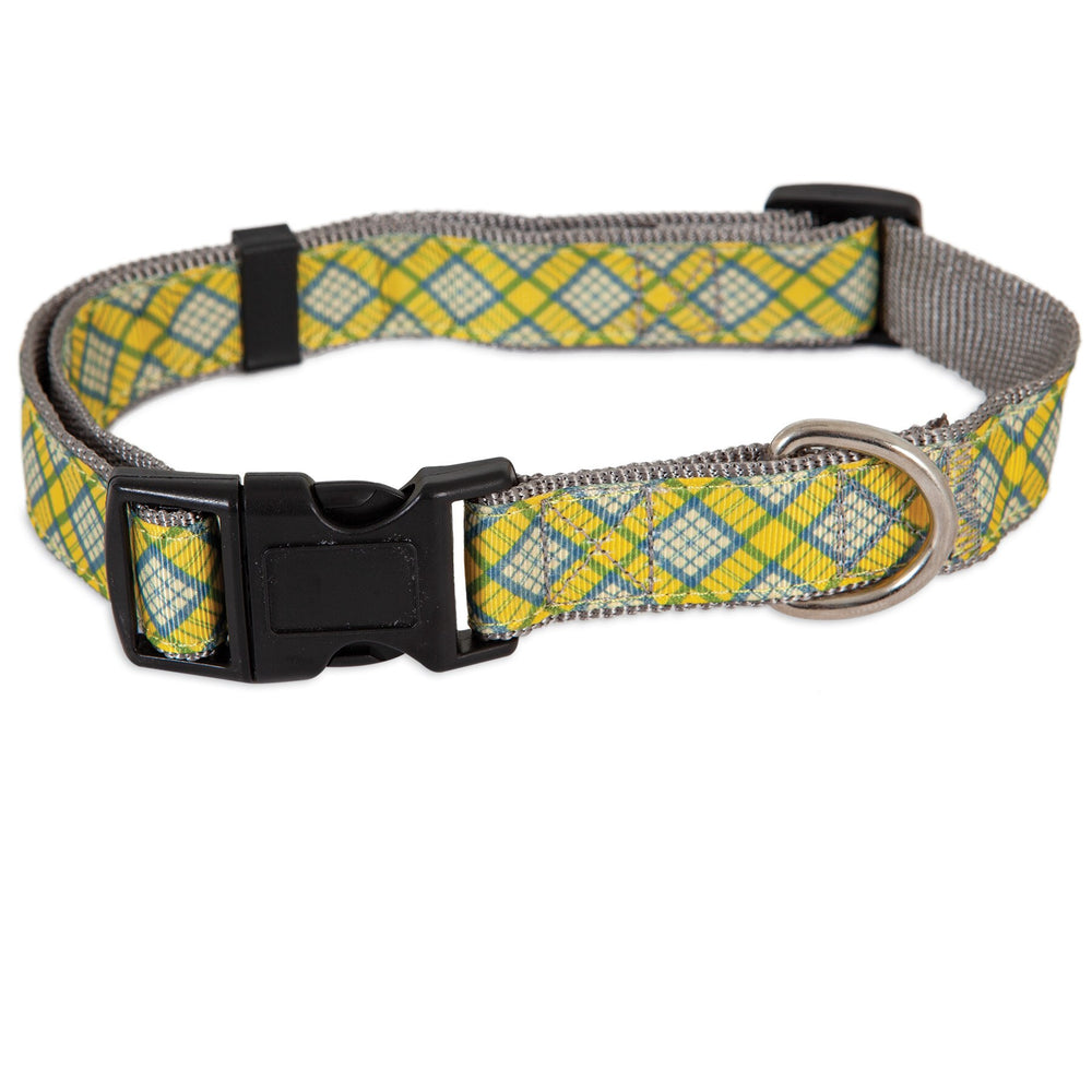 Aspen Pet Yellow Plaid Small Dog Collar. SKUS: 12387