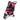 The Gen7 Raspberry Sorbet Regal Plus Pet Stroller by Gen7 features a pink and black theme, mesh windows, three wheels, a smart-canopy over the seating area, a handy handlebar, and a large storage basket underneath.