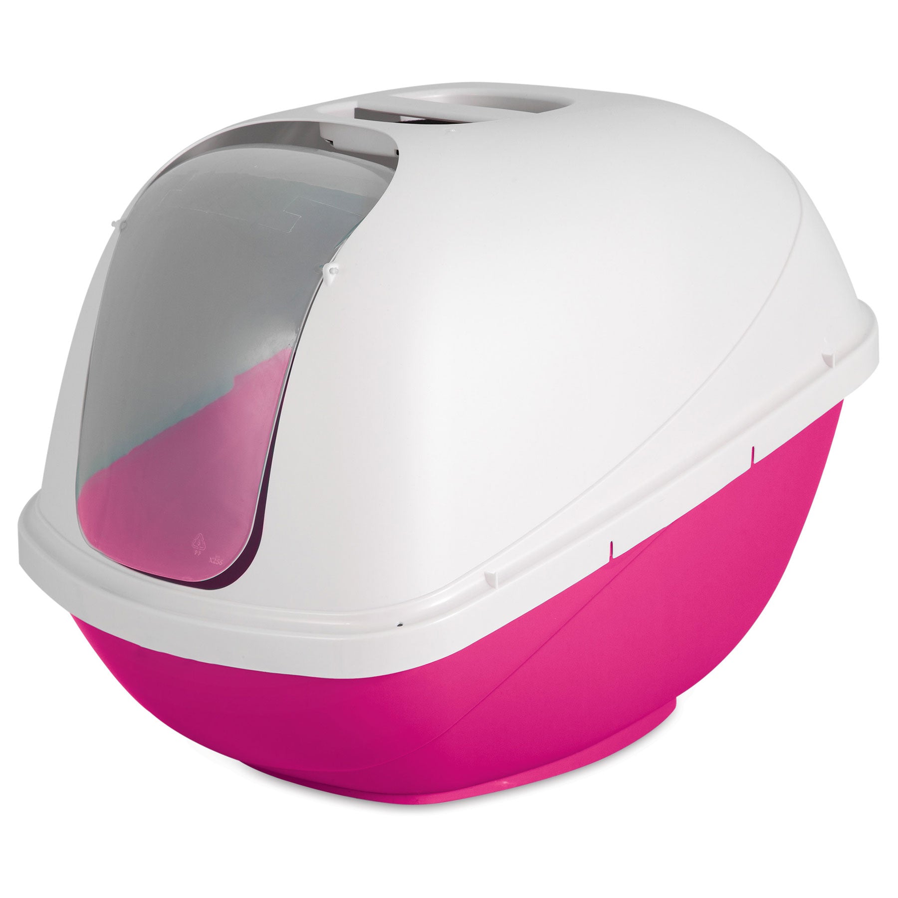 Petmate Basic Hooded Cat Litter Pan, Pearl White/Pink, Jumbo