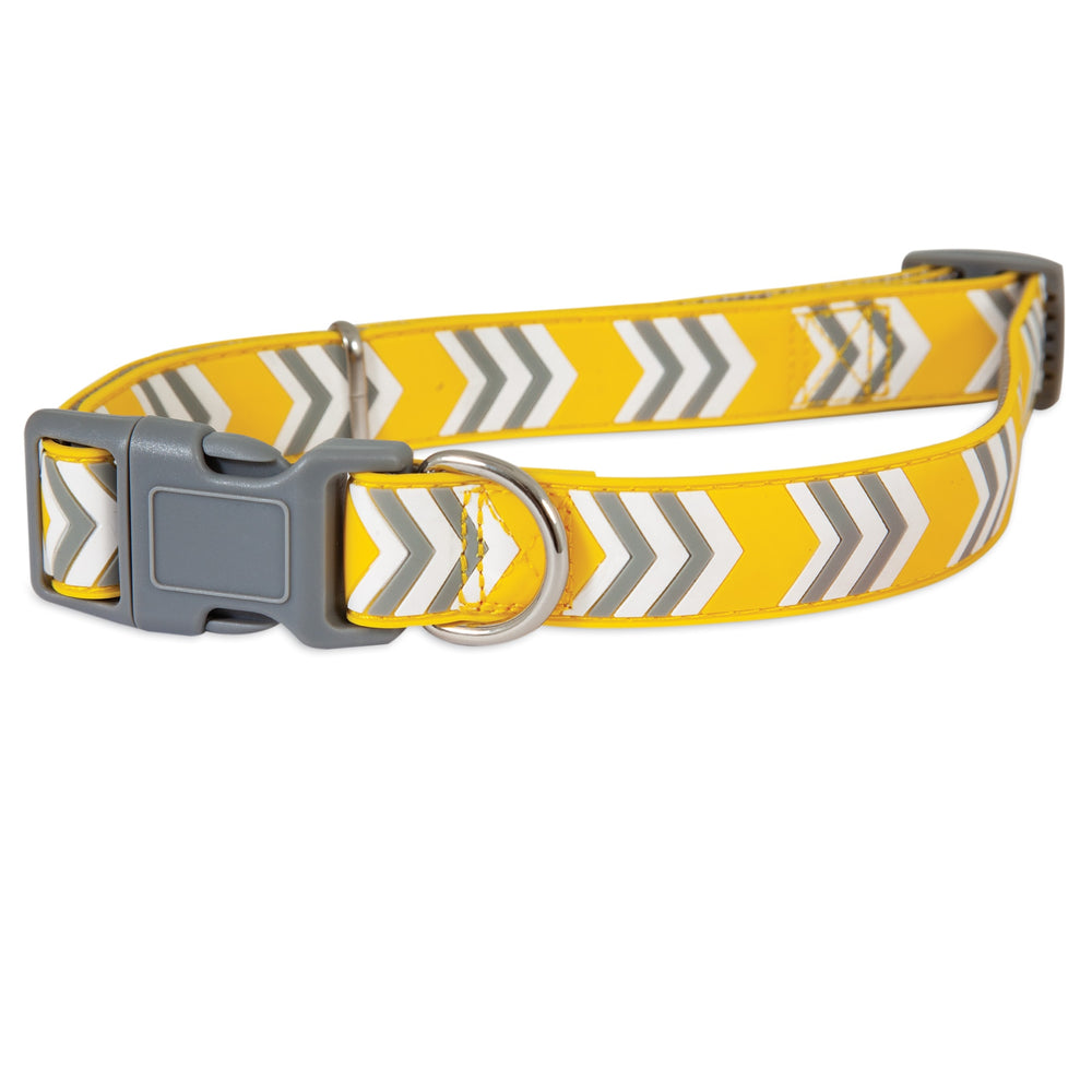 Petmate Yellow Chevron Rubber Adjustable Dog Collar. SKUS: 12392,12394