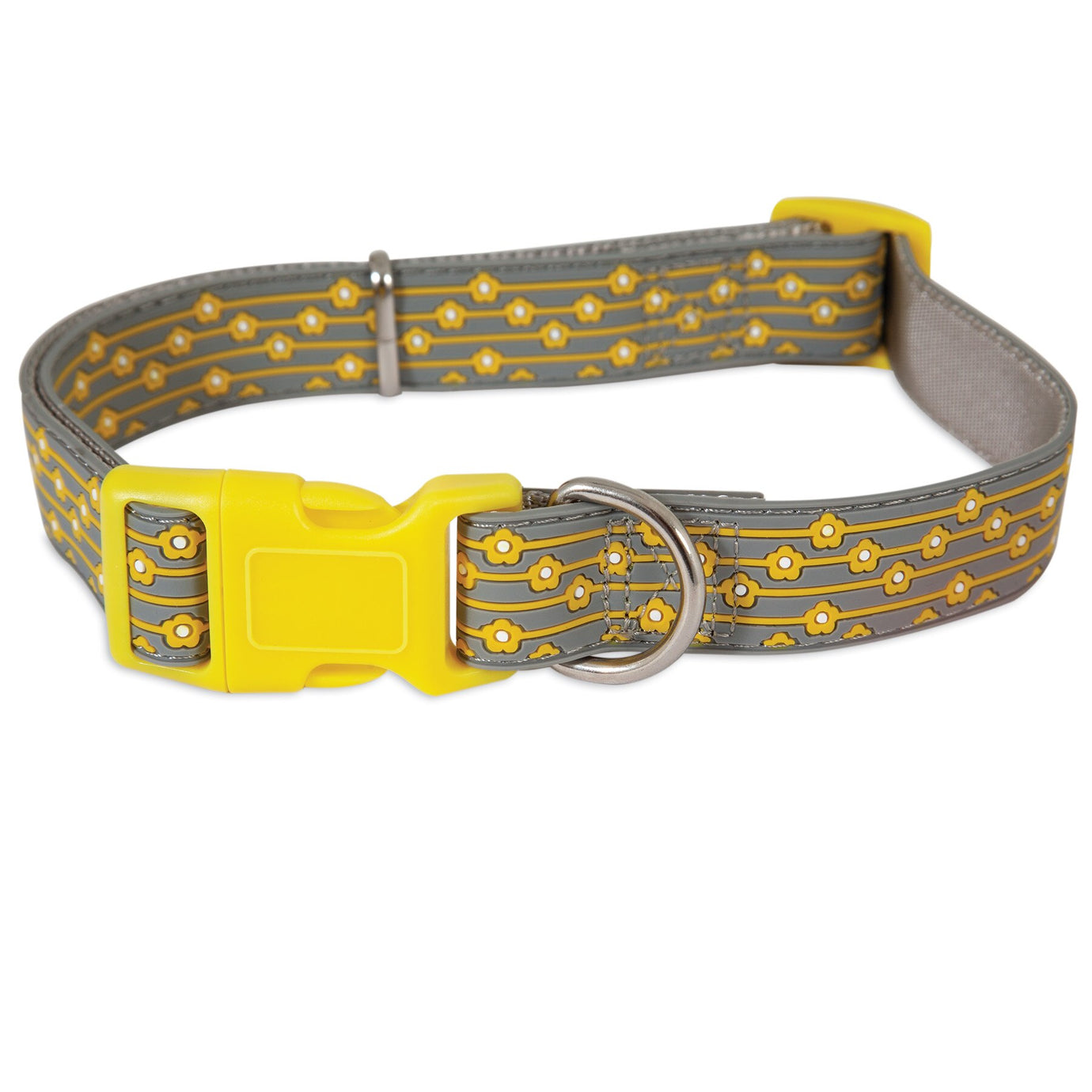 Petmate Yellow Flower Medium Rubber Dog Collar. SKUS: 12402,12401