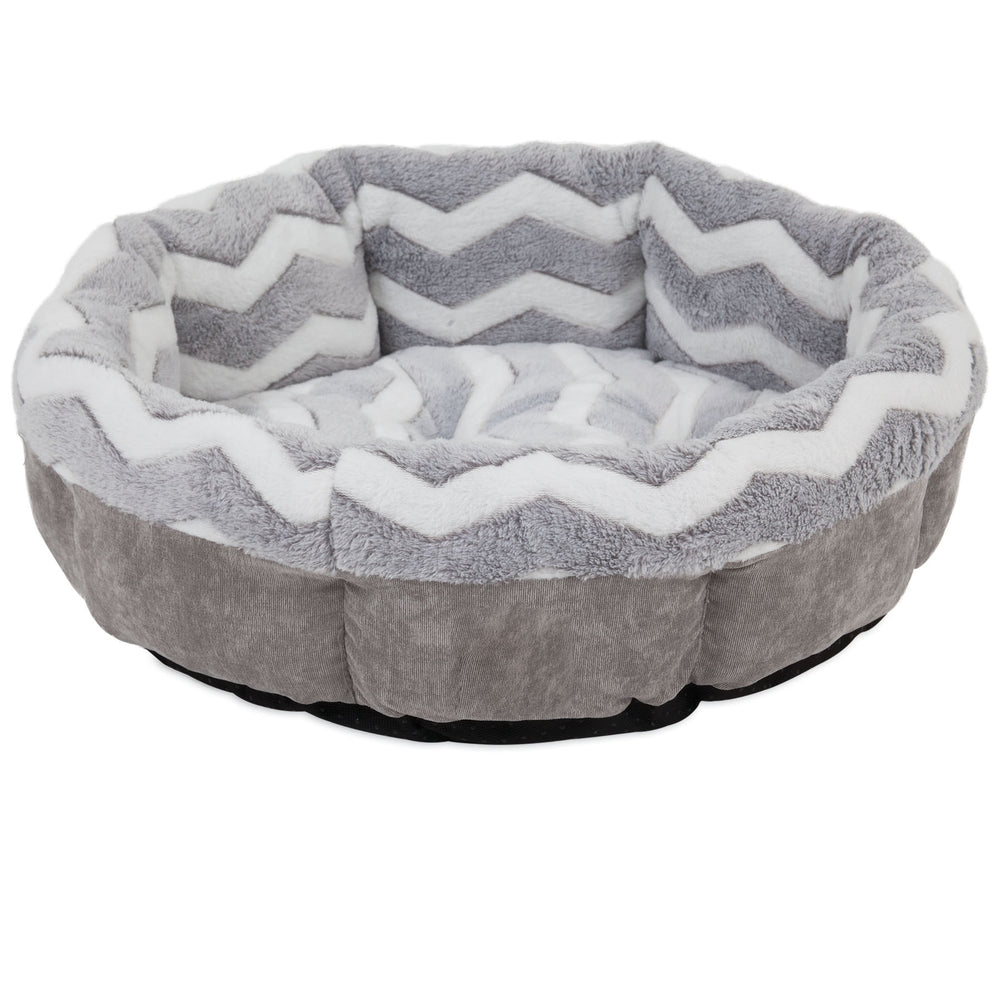 SnooZZy Round Shearling Bolster Dog Bed. SKUS: 7042701