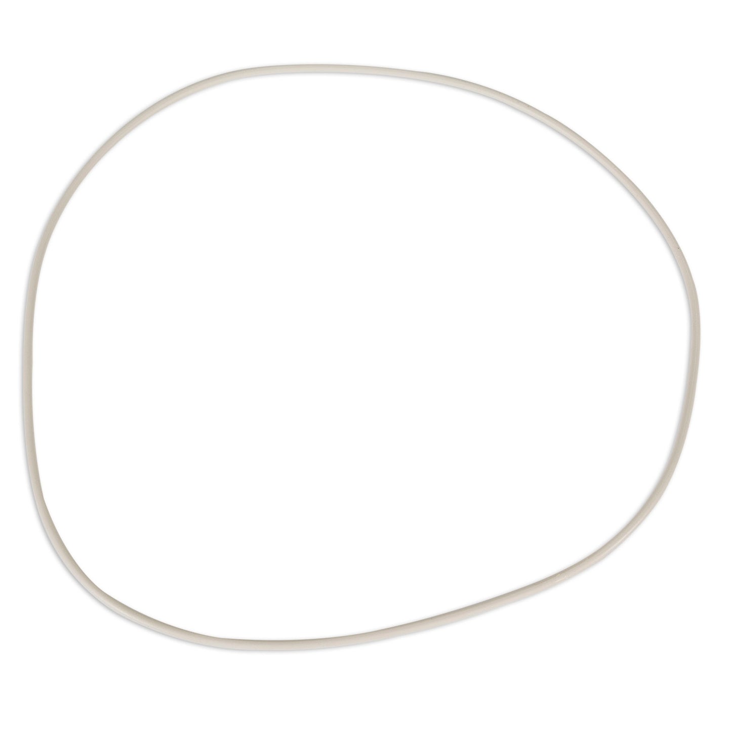 The GAMMA2 Vittles Vault Replacement Gasket by Vittles Vault is a thin, beige rubber ring, displayed in a relaxed circle on a plain white backdrop, designed to ensure an airtight seal.