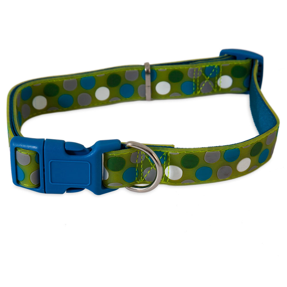 Petmate Green Dots Glow in the Dark Dog Collar. SKUS: 02374,02378,02370