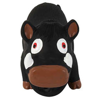 The Zoobilee Grunting Latex Warthog Dog Toy is perfect for medium to large breeds. It features exaggerated details, like big white eyes with red pupils and a round, flat nose, and produces a charming grunting noise to keep your pup entertained.