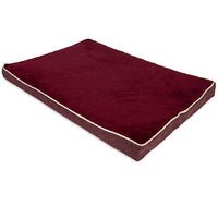The Aspen Pet Burgundy Orthopedic Pet Bed is a luxurious rectangular pet bed crafted from plush micro-lux fabric in burgundy, featuring light-colored piping. Its mattress-like foam offers thick orthopedic support, ensuring exceptional comfort for your pet.