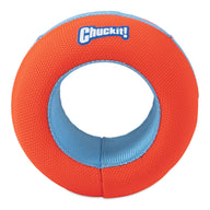 The Chuckit! Amphibious Roller by Chuckit is an orange and blue toy featuring the Chuckit! logo. With a textured grip and hollow center, its perfect for water-loving dogs and adventurous play, embodying the spirit of an ideal pup companion.