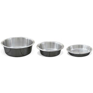 PetFusion Premium 304 Food Grade Stainless Steel Pet Food Bowls by Petfusion are arranged in a row on a white background. Each shiny, smooth-edged bowl is slightly smaller than the one on its left, ideal for pet feeding and is dishwasher-safe for effortless cleaning.