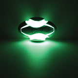 The Chuckit! Fumble Fetch Max Glow, by Chuckit, is a football-shaped toy that emits a bright green light, illuminating its surroundings. With contrasting dark sections for a dynamic visual effect, it’s perfect for nighttime play.