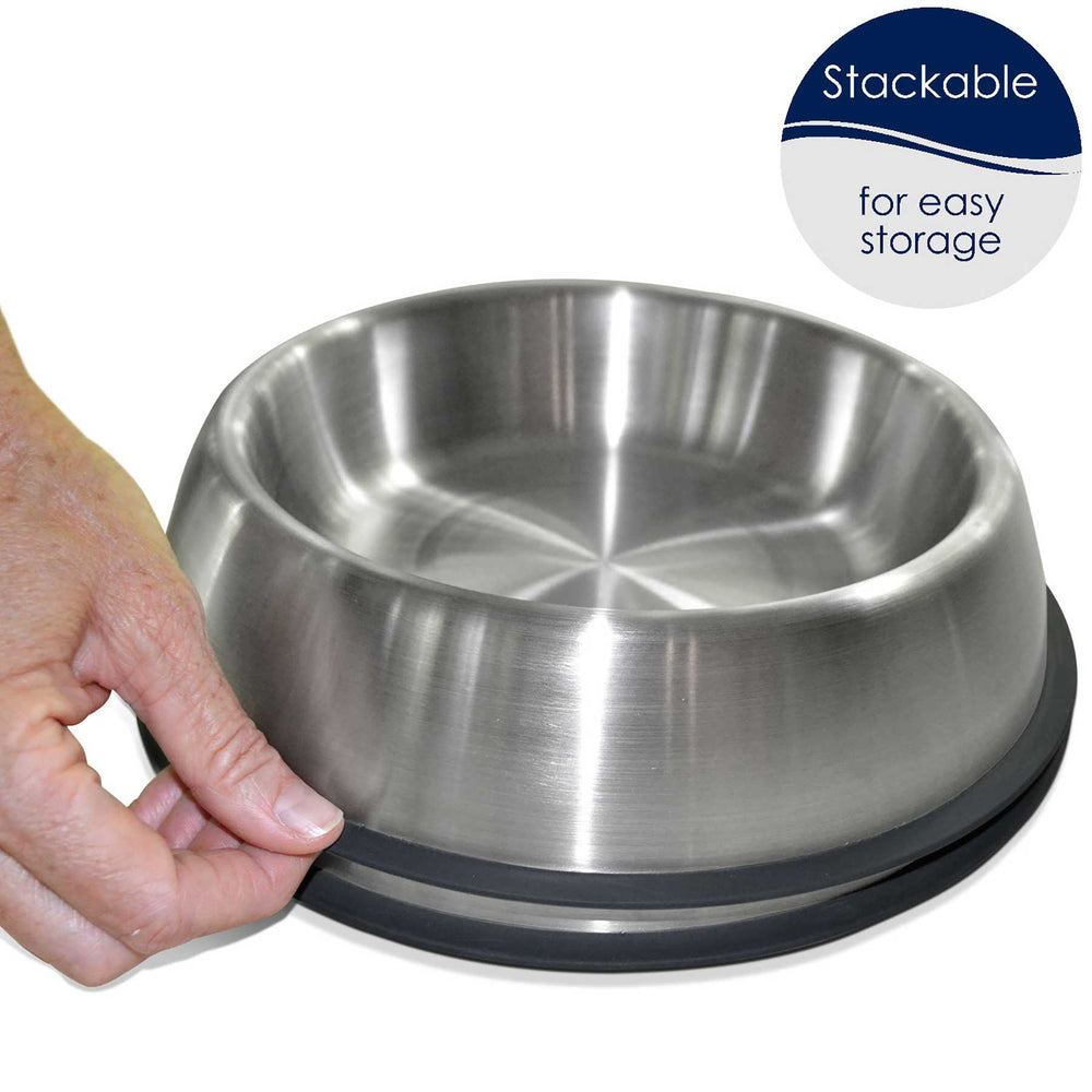 PetFusion Premium Brushed Anti-Tip Dog & Cat Bowls Set. SKUS: PF-ATB2,PF-ATB3